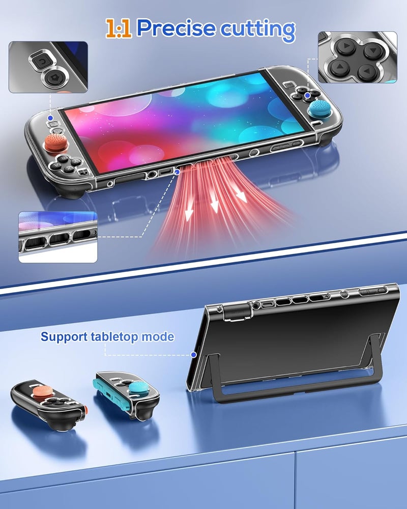 FYOUNG Protective Case for Nintendo Switch 2 2025, Slim Hard Shell for Switch 2 Accessories, Scratch&Shock Protection Cover with Screen Protector, 8 Thumb Grip (Clear, Switch 2 7.9inch) - Image 2